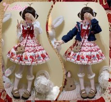 画像26: 【ToAlice】L1210 StrawberryRabbitプリントサロペットスカート (26)