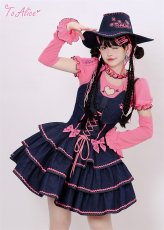 画像14: 【ToAlice】C7418ハートくり抜きリボンパフ袖トップスセット (14)
