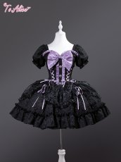 画像1: 【ToAlice】L1312小悪魔ジャカードリボンワンピース (1)