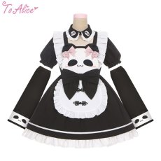 画像6: 【ToAlice】L1331パンダちゃんエプロンドッキングメイドワンピース【30％OFF】 (6)