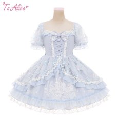 画像1: 【Last one】【ToAlice】L1348雪の結晶レースアップワンピース (1)