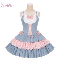 画像1: 【Last one】【ToAlice】L1355デニムビスチェ風ジャンパースカート【30％OFF】 (1)