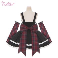 画像2: 【ToAlice】L1375ロックチェックアリスワンピースセット (2)