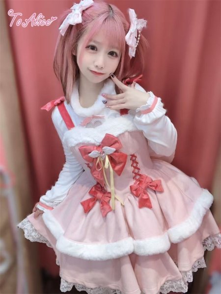 a113【新品未使用タグ付】エミリオプッチワンピースリボン 赤ピンク白 Mサイズ ToAlice】S3115魔法少女ビッグリボンブローチ - To Alice