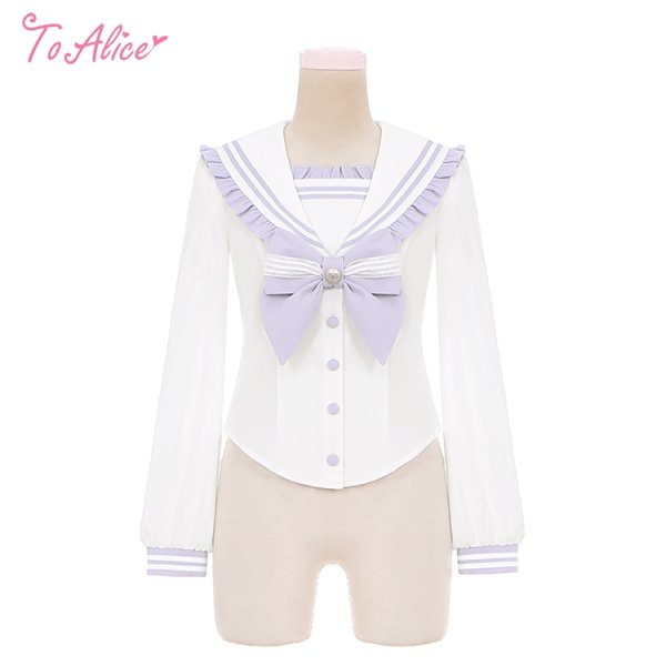 マリンアイドルセーラー　ハイウエストティアードスカート　セーラー半袖ブラウス　S ToAlice】L1399マリンアイドルセーラー長袖ブラウス - To Alice