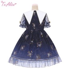 画像2: 【ToAlice】L1460プラネタリウム刺繍入り半袖ワンピース (2)