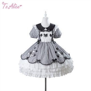 ToAlice　リボンレイヤード風ツイードワンピース 　[C7426]　お嬢様 ToAlice】C8090レイヤード風長袖ポリスワンピース - To Alice