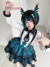 画像10: 【To Alice】L1492ゲームキャットコルセット風チェックスカート (10)