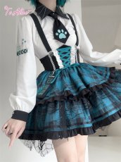 画像9: 【ToAlice】L1492ゲームキャットコルセット風チェックスカート (9)