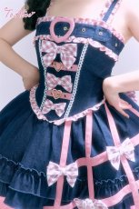 画像14: 【To Alice】L1494 デニムキャットジャンパースカート (14)