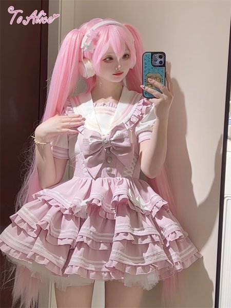 マリンアイドルセーラー ハイウエストティアードスカート セーラー半袖