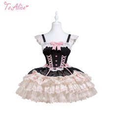 画像1: 【ToAlice】L1539リボンフリルコルセット風ドレス (1)
