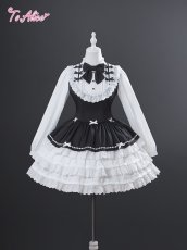 画像2: 【To Alice】L1554 リボンドールレイヤード風ワンピース (2)