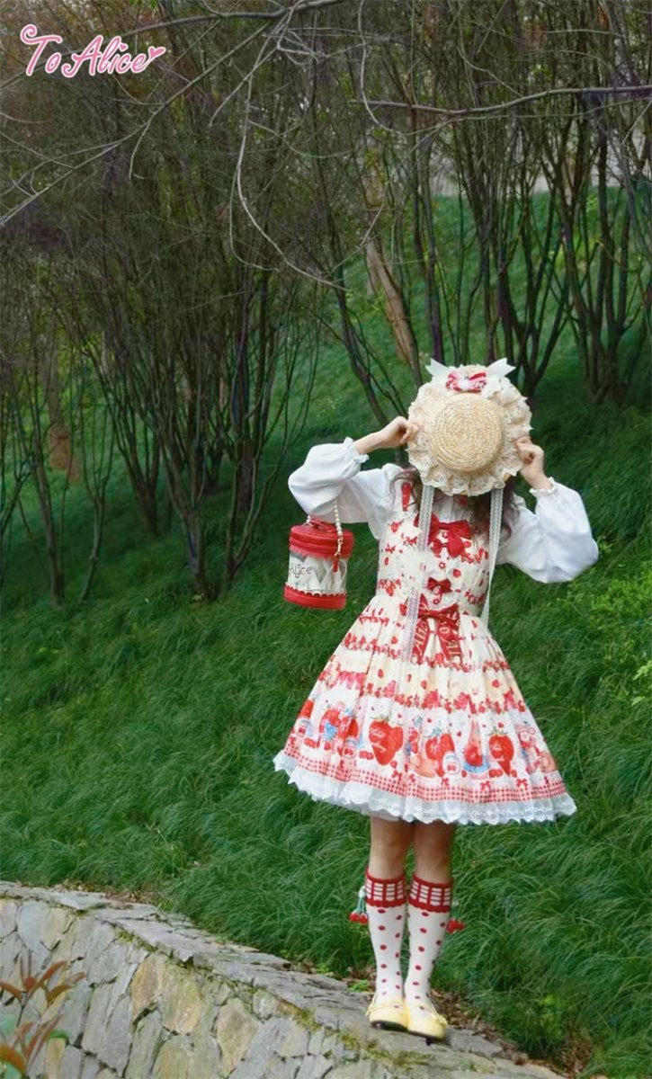 画像8: 【ToAlice】L1613 StrawberryRabbitプリントジャンパースカート (8)