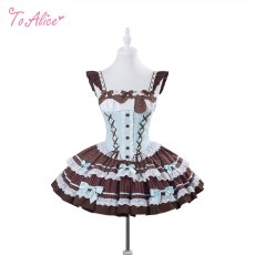 画像1: 【ToAlice】 L1618チョコミントコルセット風ジャンパースカート (1)