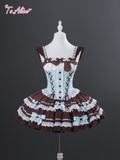 画像2: 【ToAlice】 L1618チョコミントコルセット風ジャンパースカート (2)
