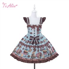 画像1: 【ToAlice】L1620チョコスイーツベアジャンパースカート (1)