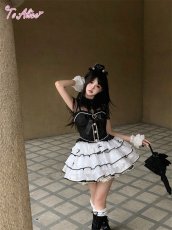 画像4: 【送料無料】L1653コルセット風リボンティアードドレス《予約受付》 (4)