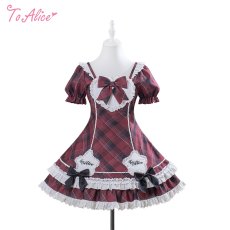 画像1: 【送料無料】L1669ハートフリル切り替えチェックワンピース《予約限定》 (1)