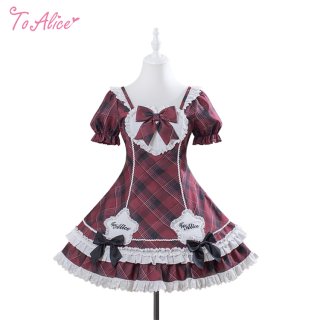 ToAlice♡赤色チェック柄フリルワンピース ワンピース - To Alice