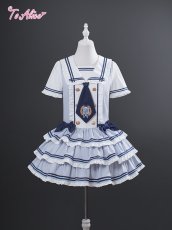 画像4: 【ToAlice】スクエアカラーマリンレイヤード風ワンピース (4)