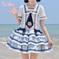 画像7: 【送料無料】スクエアカラーマリンレイヤード風ワンピース《予約受付》 (7)