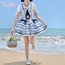 画像8: 【送料無料】スクエアカラーマリンレイヤード風ワンピース《予約受付》 (8)