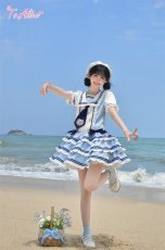 画像2: 【送料無料】スクエアカラーマリンレイヤード風ワンピース《予約受付》 (2)