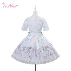 画像3: 【送料無料】L1682 アリス柄パフスリーブワンピース《予約限定》 (3)