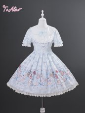 画像4: 【送料無料】L1682 アリス柄パフスリーブワンピース《予約限定》 (4)