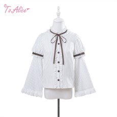 画像1: 【ToAlice】L1695ストライプフリル2Wayブラウス (1)