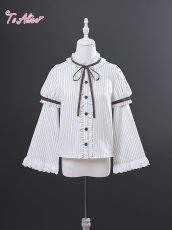 画像2: 【ToAlice】L1695ストライプフリル2Wayブラウス (2)