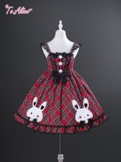 画像4: 【送料無料】L1698 うさぎ×チェックジャンパースカート《予約受付》 (4)