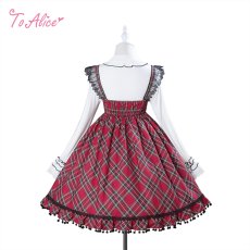 画像2: 【ToAlice】L1698 うさぎ×チェックジャンパースカート (2)