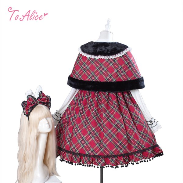 ToAlice】L1699 ファー使いタータンチェックケープ - To Alice
