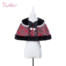 画像1: 【送料無料】L1699 ファー使いタータンチェックケープ《予約受付》 (1)