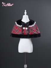 画像4: 【送料無料】L1699 ファー使いタータンチェックケープ《予約受付》 (4)