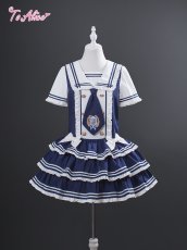 画像3: 【ToAlice】スクエアカラーマリンレイヤード風ワンピース (3)