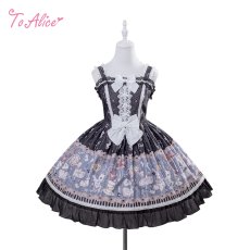 画像1: 【送料無料】L1715 アリス柄ジャンパースカート《予約受付》 (1)