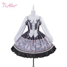 画像2: 【送料無料】L1715 アリス柄ジャンパースカート《予約受付》 (2)