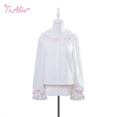 画像1: 【送料無料】 L1753 丸襟リボンフリルブラウス《予約受付》 (1)