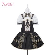 画像2: 【送料無料】L1770レトロ学院サロペットスカート《予約受付》 (2)