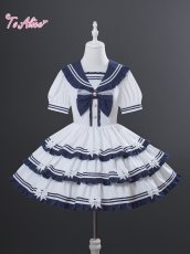 画像3: 【送料無料】L1785リボンたっぷりマリンワンピース《予約受付》 (3)