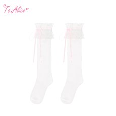 画像1: 【ToAlice】LS115コットンレースハイソックス (1)