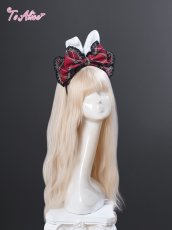 画像2: 【送料無料】LS192 チェックリボンうさ耳カチューシャ《予約受付》【計5000円以上】 (2)