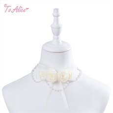 画像1: 【To Alice】LS208ホワイトローズチョーカー (1)