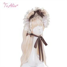 画像1: 【送料無料】LS228 アンティークくま耳ハーフボンネット《予約受付》 (1)