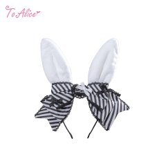 画像1: 【送料無料】LS236 ストライプ×レースのウサ耳カチューシャ《予約限定》【計5000円以上】 (1)