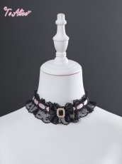 画像2: 【送料無料】LS252 黒×ピンクリボンレースチョーカー《予約受付》【計5000円以上】 (2)