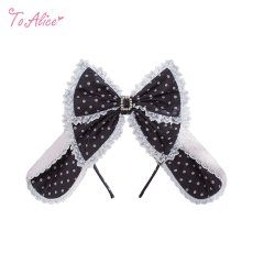 画像1: 【送料無料】LS253 うさ耳付きドットフリルリボンカチューシャ《予約受付》【計5000円以上】 (1)